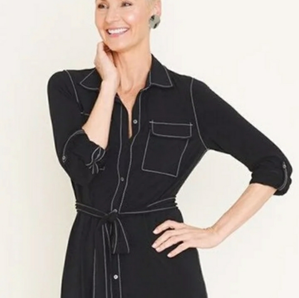 CHICO'S BLACK BUTTON-DOWN DRESS